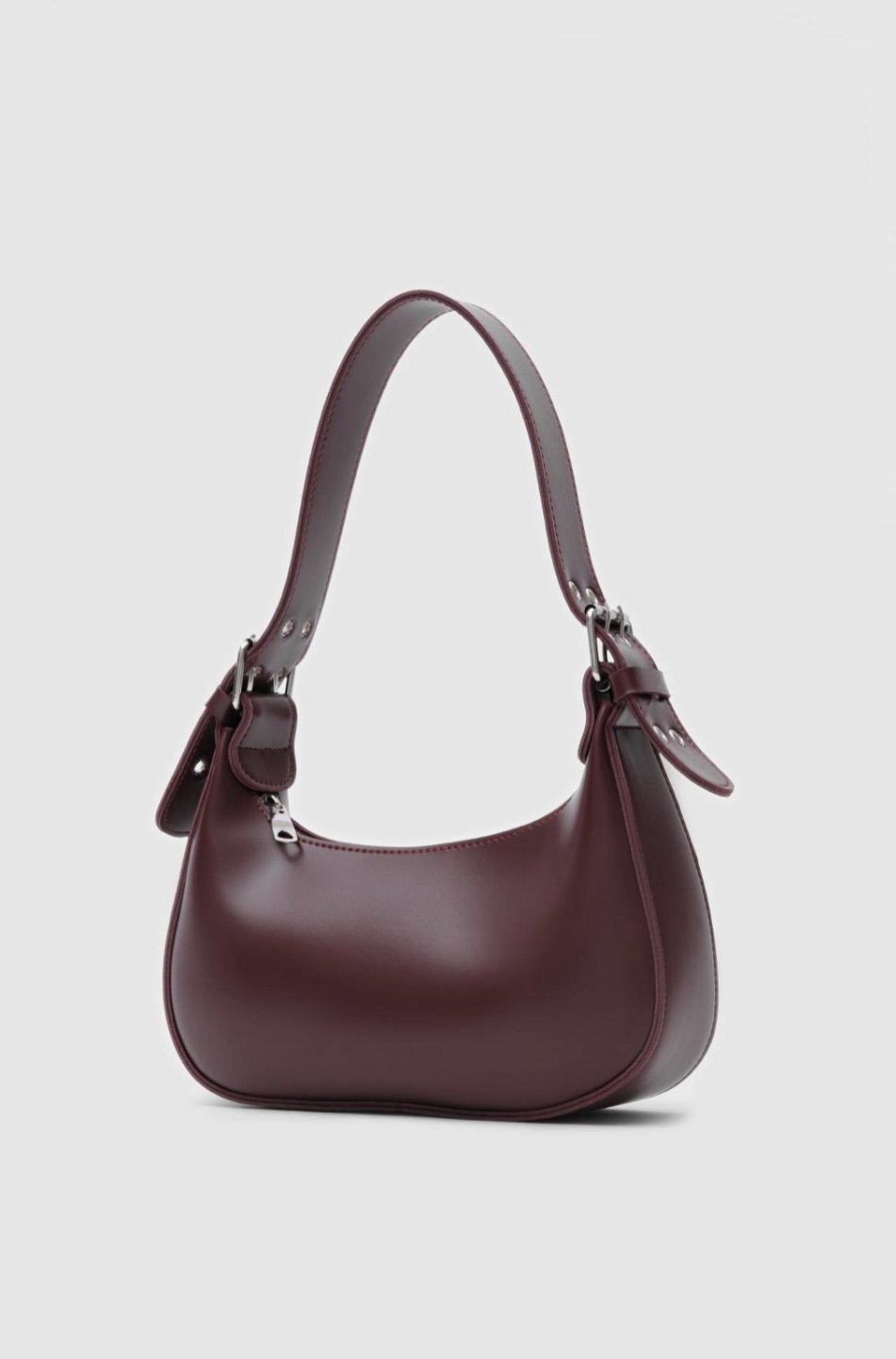 Oval Baget Çanta Bordo