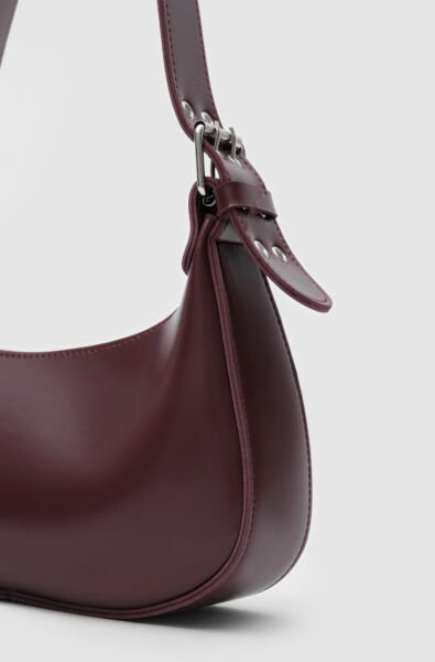 Oval Baget Çanta Bordo