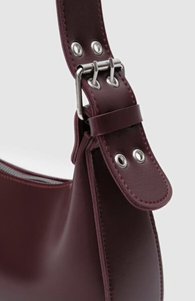 Oval Baget Çanta Bordo