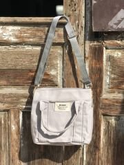 Çift Gözlü Organik Kanvas Kumaş Çanta Gri