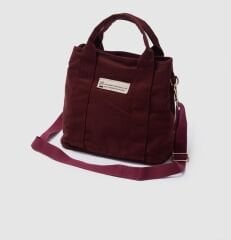 Çift Gözlü Organik Kanvas Kumaş Çanta Bordo