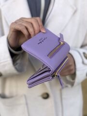 Yumuşak Deri Kadın Cüzdanı Lila