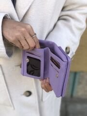Yumuşak Deri Kadın Cüzdanı Lila