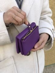 Yumuşak Deri Kadın Cüzdanı Mor