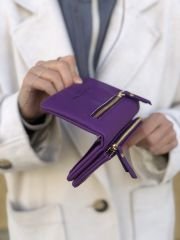 Yumuşak Deri Kadın Cüzdanı Mor