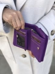 Yumuşak Deri Kadın Cüzdanı Mor