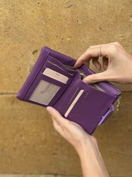 Yumuşak Deri Kadın Cüzdanı Mor