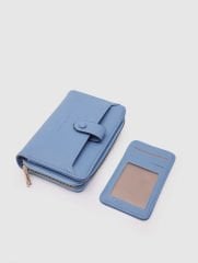 Kartlık Detaylı Kadın Cüzdanı Mavi