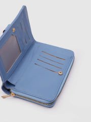 Kartlık Detaylı Kadın Cüzdanı Mavi