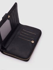 Kartlık Detaylı Kadın Cüzdanı Siyah