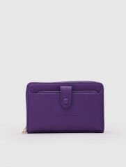 Kartlık Detaylı Kadın Cüzdanı Mor