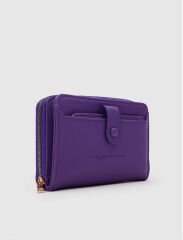 Kartlık Detaylı Kadın Cüzdanı Mor