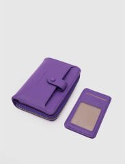 Kartlık Detaylı Kadın Cüzdanı Mor