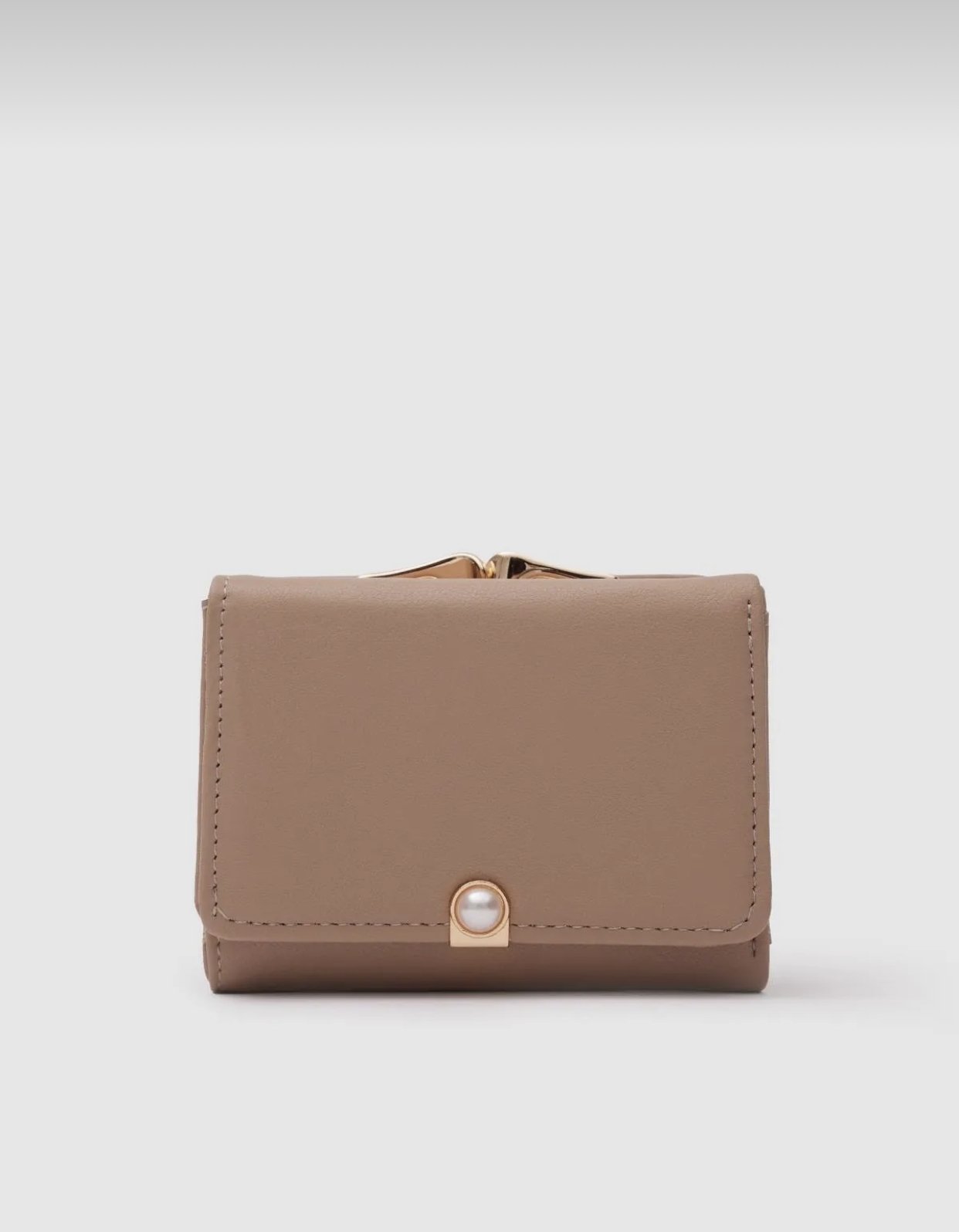 İncili Kadın Cüzdanı Bej