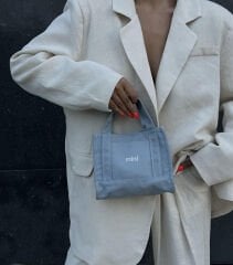 Mini Kanvas Çanta Mavi