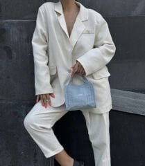 Mini Kanvas Çanta Mavi