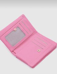 Önü Fermuarlı Yumuşak Kadın Cüzdanı Pembe