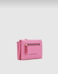 Önü Fermuarlı Yumuşak Kadın Cüzdanı Pembe
