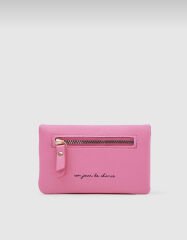 Önü Fermuarlı Yumuşak Kadın Cüzdanı Pembe