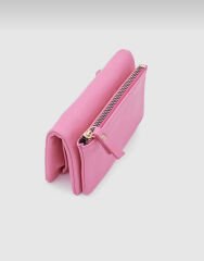 Önü Fermuarlı Yumuşak Kadın Cüzdanı Pembe