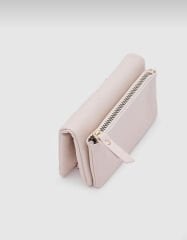 Önü Fermuarlı Yumuşak Kadın Cüzdanı Krem