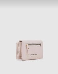 Önü Fermuarlı Yumuşak Kadın Cüzdanı Krem
