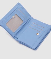 Önü Fermuarlı Yumuşak Kadın Cüzdanı Mavi
