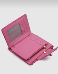 Yumuşak Deri Kadın Cüzdanı Pembe