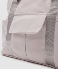 Önü Cepli Tote Çanta Gri