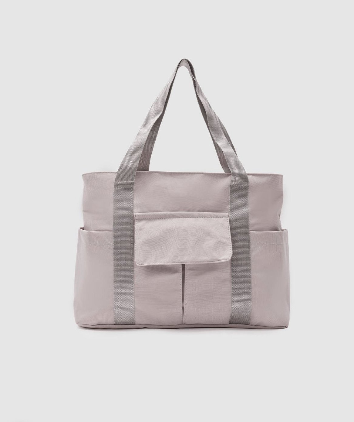 Önü Cepli Tote Çanta Gri