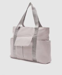 Önü Cepli Tote Çanta Gri