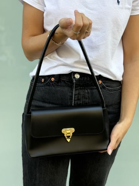 Buenos Tokalı Siyah Baget Çanta