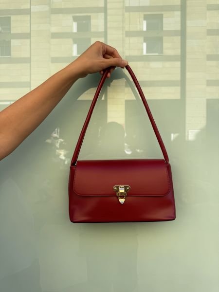 Buenos Tokalı Bordo Baget Çanta