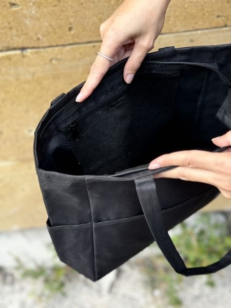 Monaco Su Geçirmez Siyah Cepli Omuz Çantası