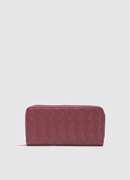 Hbbags Portföy Cüzdan Örgü Desen Bordo