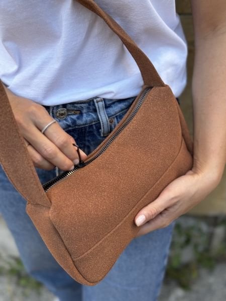 Prag Süet Baget Çanta Taba