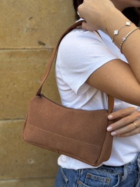 Prag Süet Baget Çanta Taba