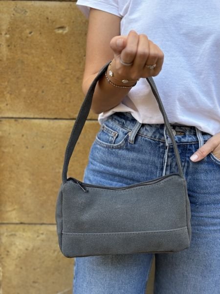 Prag Süet Baget Çanta Gri