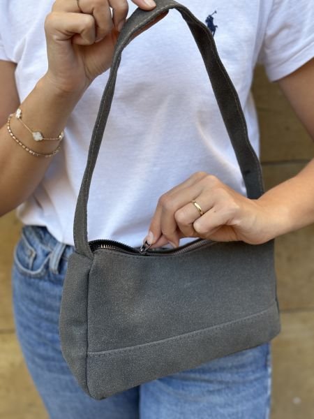 Prag Süet Baget Çanta Gri