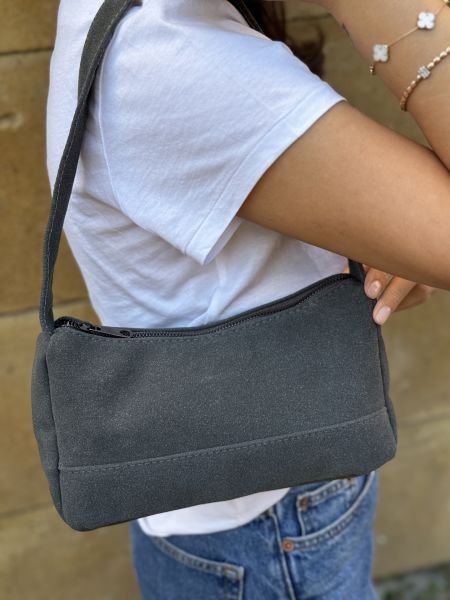 Prag Süet Baget Çanta Gri