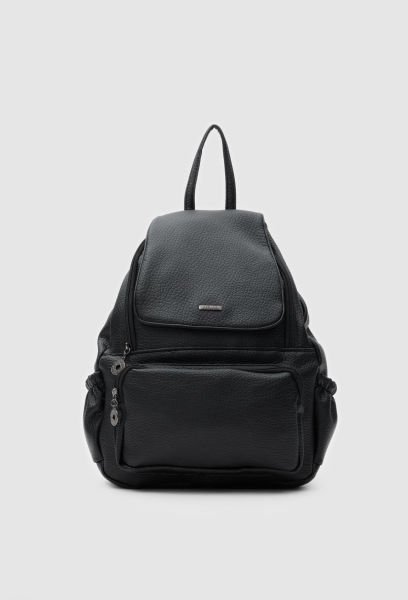 Dublin Yıkama Deri Siyah Sırt Çantası