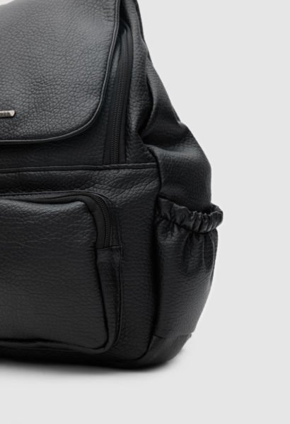 Dublin Yıkama Deri Siyah Sırt Çantası