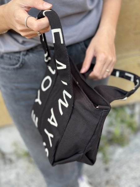 Organik Kanvas Kumaş Çapraz Çanta Siyah