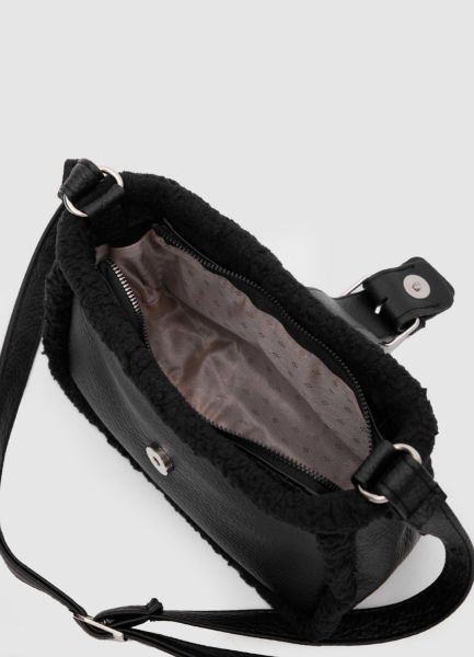 Kürklü Siyah Baget Çanta