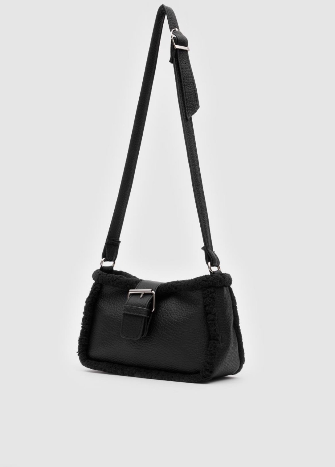 Kürklü Siyah Baget Çanta