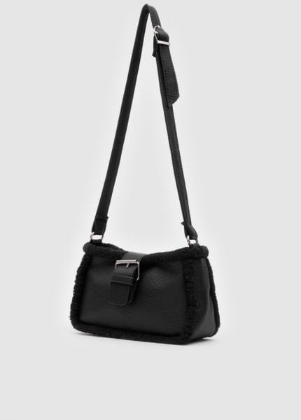 Kürklü Siyah Baget Çanta