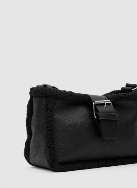 Kürklü Siyah Baget Çanta