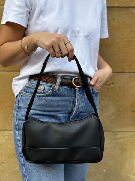 Prag Deri Baget Çanta Siyah