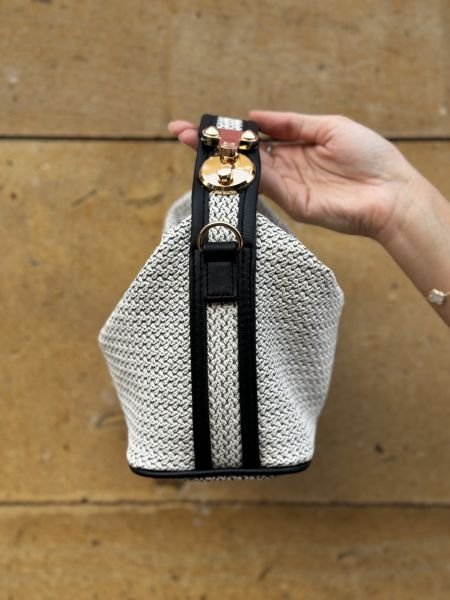 Roma Hasır Görünümlü Taş Rengi El Ve Omuz Çantası