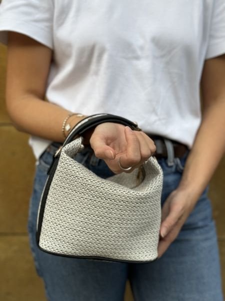 Roma Hasır Görünümlü Taş Rengi El Ve Omuz Çantası